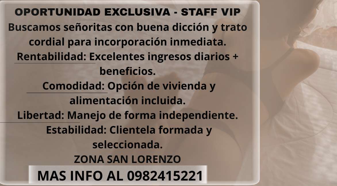 Oportunidad laboral para escort
