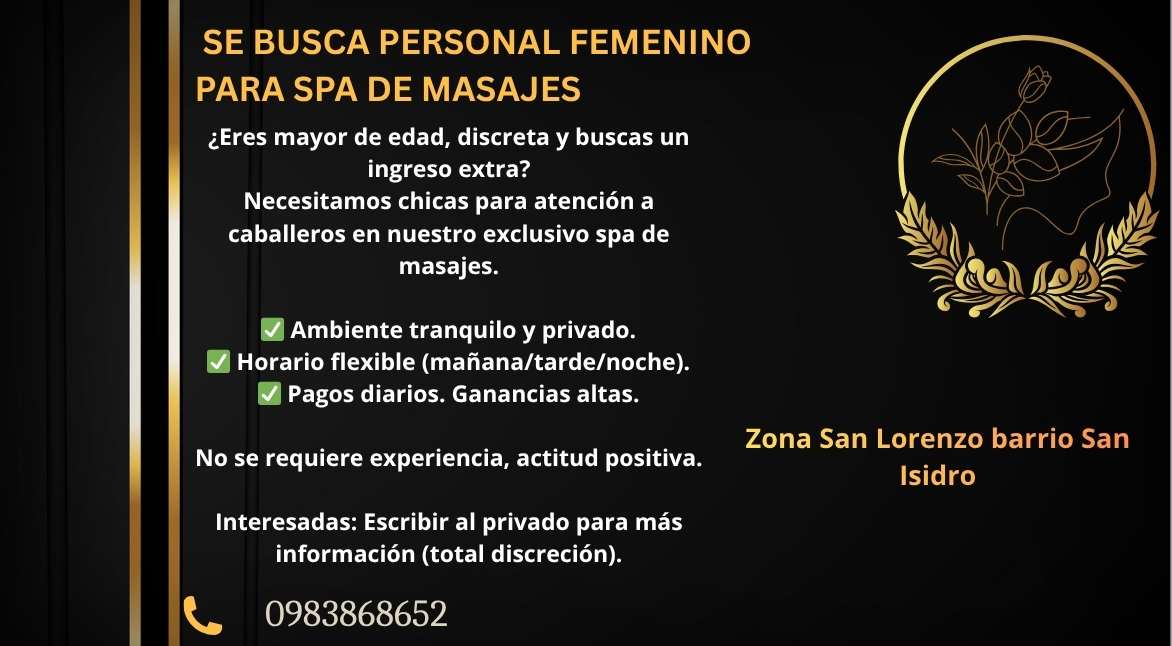 Oportunidad laboral para escort