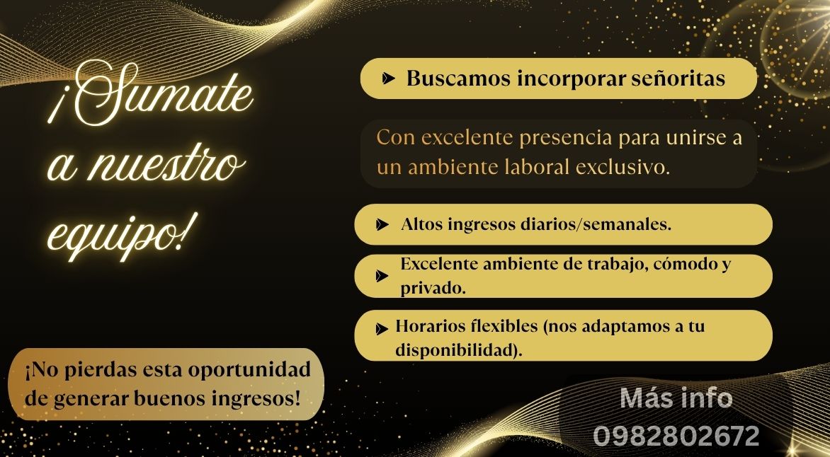 Oportunidad laboral para escort