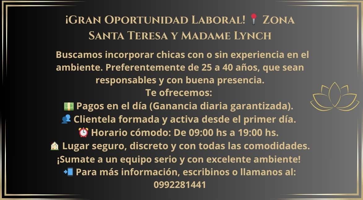 Oportunidad laboral para escort